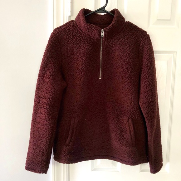 Abercrombie & Fitch Jackets & Blazers - Abercrombie And Fitch Fuzzy Sherpa Half-Zip Pullover Sweater